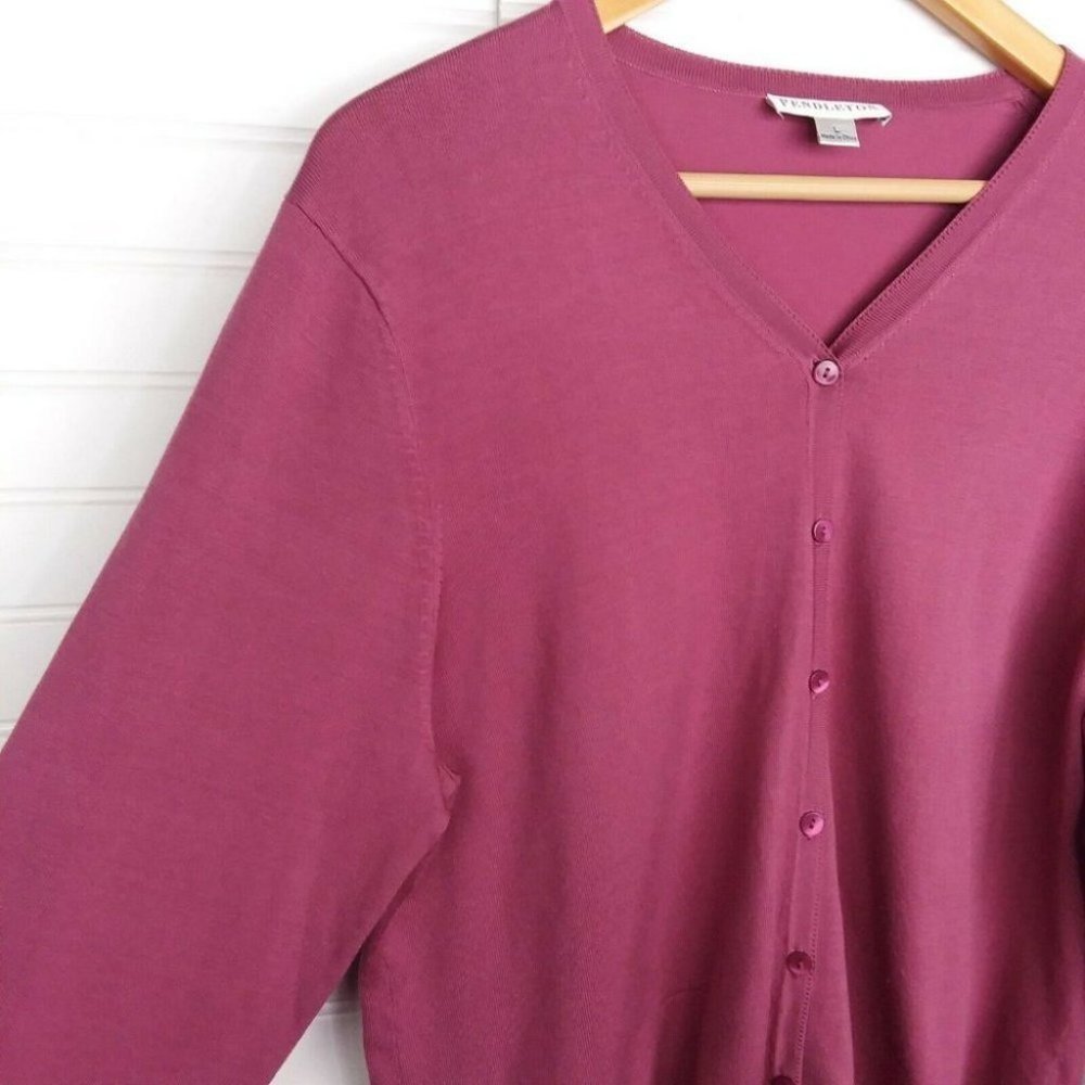 Pendleton Silk Nylon V-Neck Button Up Cardigan Lo… - image 3